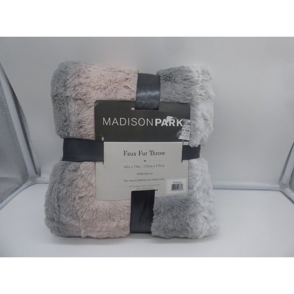 Madison Park Bedding 500 Madison Park Zuri Fauxfur Throw Blushgray